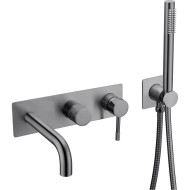 Смеситель для ванны Boheme Uno 464-3-SGM Оружейная сталь глянцевая