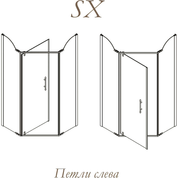 Душевой уголок Migliore Diadema Penta 90x90 24162 профиль Бронза стекло прозрачное с декором