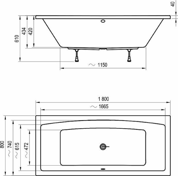 Акриловая ванна Ravak Formy 02 180x80 C891000000 Без гидромассажа