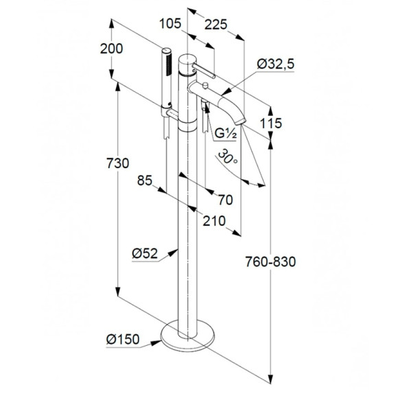 Смеситель для ванны Kludi Bozz 38590N076 Золото брашированное