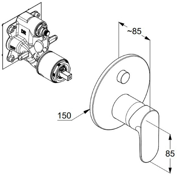 Смеситель для душа Kludi Louva 247590575 Хром Смеситель для душа Kludi Louva 247590575 Хром