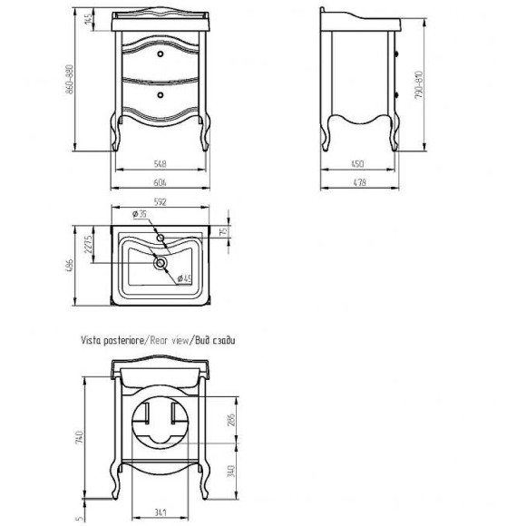 Тумба под раковину Migliore Impero 60 25971 Орех