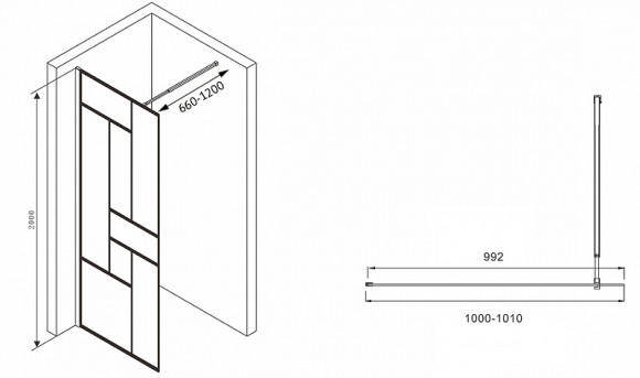 Душевая перегородка Abber Immer Offen 100 AG63100B8 профиль Черный стекло прозрачное Душевая перегородка Abber Immer Offen 100 AG63100B8 профиль Черный стекло прозрачное