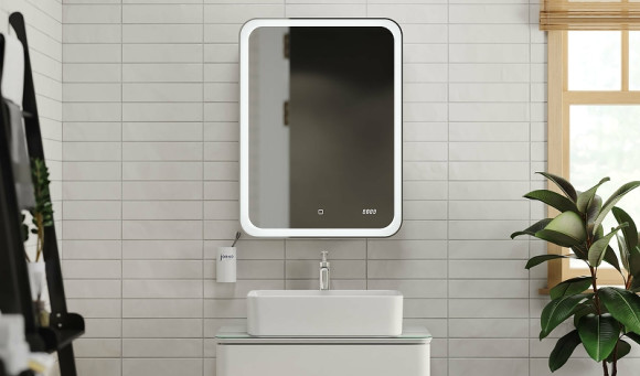 Зеркальный шкаф Jorno Bosko 60 Bos.03.60/W с подсветкой с часами