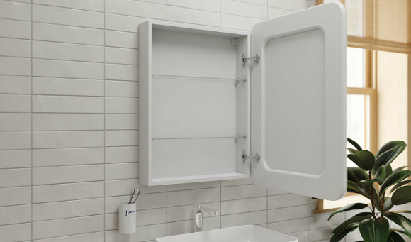 Зеркальный шкаф Jorno Bosko 60 Bos.03.60/W с подсветкой с часами