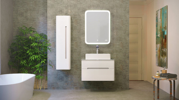 Зеркальный шкаф Jorno Bosko 60 Bos.03.60/W с подсветкой с часами