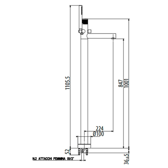 Смеситель для ванны Gattoni MD MD508/22C0 Хром Смеситель для ванны Gattoni MD MD508/22C0 Хром