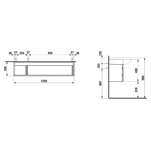 Тумба под раковину Laufen Alessi One 135 4.2436.0.097.630.1 подвесная Орех