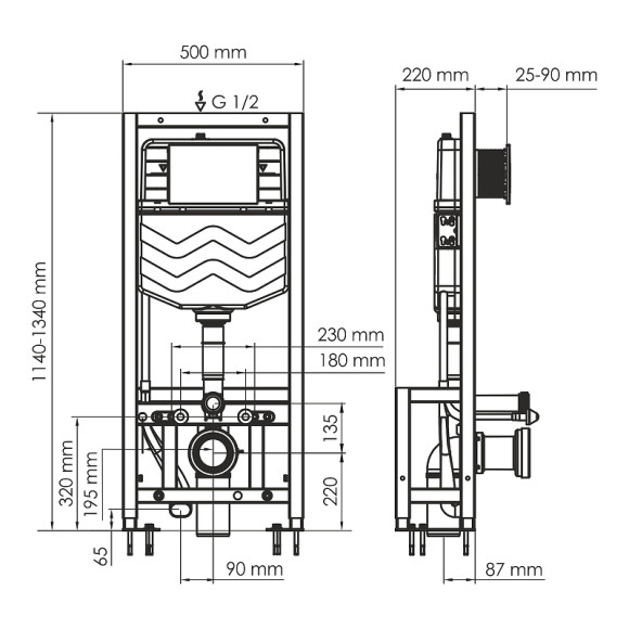 Инсталляция WasserKRAFT Dill 61TLT.010.ME для унитаза без клавиши смыва Инсталляция WasserKRAFT Dill 61TLT.010.ME для унитаза без клавиши смыва