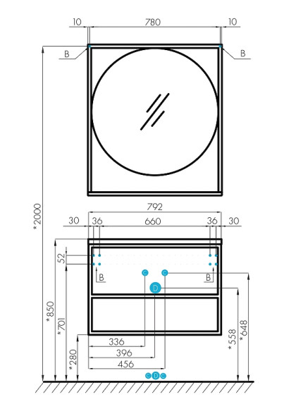 Зеркало Aquaton Лофт Фабрик 80 1A242602LTDY0 Дуб кантри