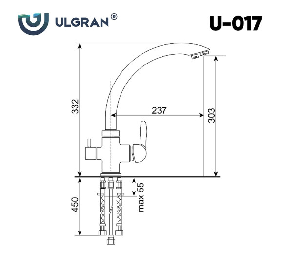 Смеситель для кухни Ulgran Classic U-017-308 Черный Смеситель для кухни Ulgran Classic U-017-308 Черный