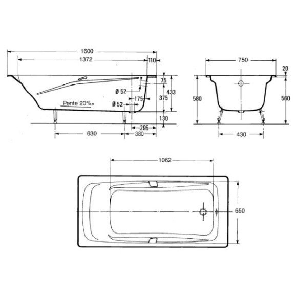 Чугунная ванна Jacob Delafon Repos 160x75 E2929-00 с антискользящим покрытием Чугунная ванна Jacob Delafon Repos 160x75 E2929-00 с антискользящим покрытием