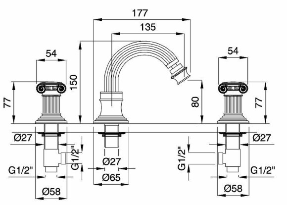 Смеситель для биде Cezares Olimp BBS2 OLIMP-BBS2-02-O Бронза