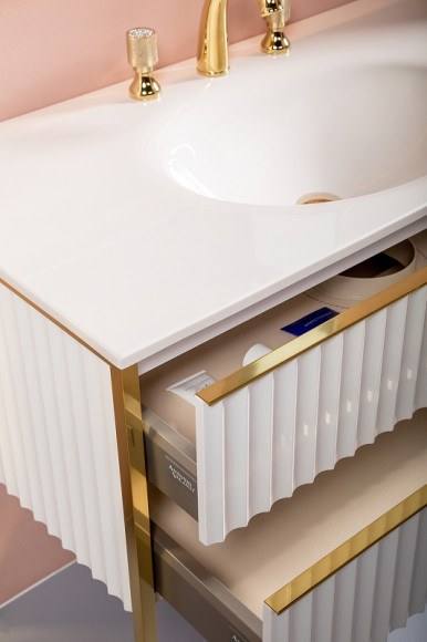 Тумба под раковину Boheme Armadi Art Monaco 100 866-100-WG Белый глянец Золото