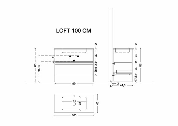 Тумба Boheme Armadi Art Loft 100 894-100-A подвесная Антрацит
