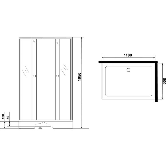 Душевой уголок Niagara Eco 110х80 NG-118-14QT профиль Черный стекло тонированное Душевой уголок Niagara Eco 110х80 NG-118-14QT профиль Черный стекло тонированное