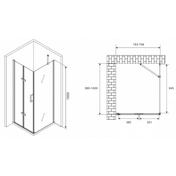 Душевой уголок Abber Zart 80x100 AG08080P-S101 профиль Хром стекло прозрачное Душевой уголок Abber Zart 80x100 AG08080P-S101 профиль Хром стекло прозрачное