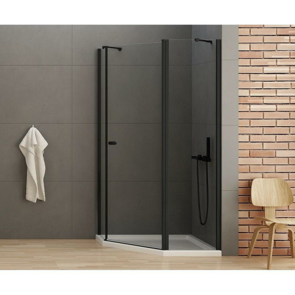 Душевой уголок New Trendy New Soleo Black 100х80 R K-0615 профиль Черный стекло прозрачное