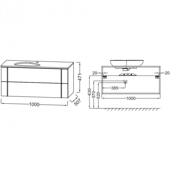 Тумба под раковину Jacob Delafon Nouvelle Vague 100 EB3040-N18 подвесная Белый глянец