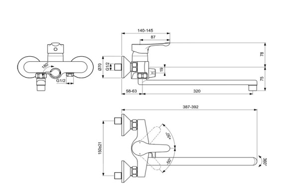 Смеситель для ванны Ideal Standard Alpha BD044AA универсальный Хром Смеситель для ванны Ideal Standard Alpha BD044AA универсальный Хром