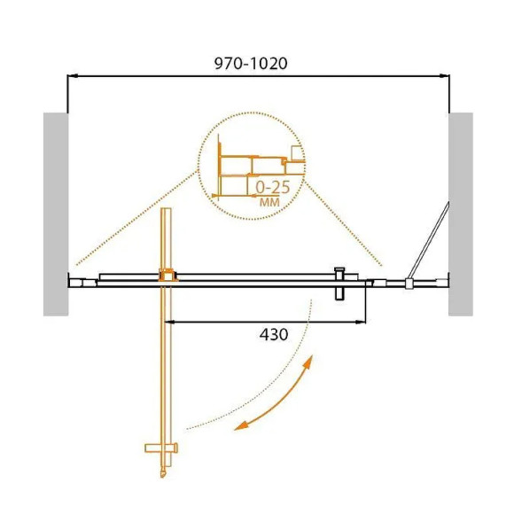 Душевая дверь Cezares Molveno 100 MOLVENO-BA-11-70+30-C-Cr-IV профиль Хром стекло прозрачное