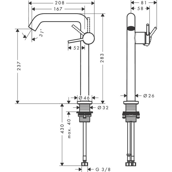 Смеситель для раковины Hansgrohe Tecturis S 73370140 Шлифованная бронза Смеситель для раковины Hansgrohe Tecturis S 73370140 Шлифованная бронза