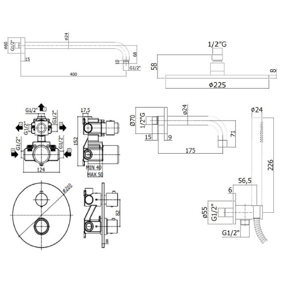 Душевая система Paffoni Light KITLIQ019BO139 с термостатом Белая матовая