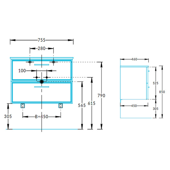 Тумба под раковину Kerama Marazzi Piano Classic 75 PIA.CL.75\BLU.M подвесная Синяя матовая
