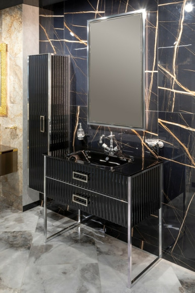 Тумба под раковину Boheme Armadi Art Monaco 80 866-080-BCR Черный глянец Хром