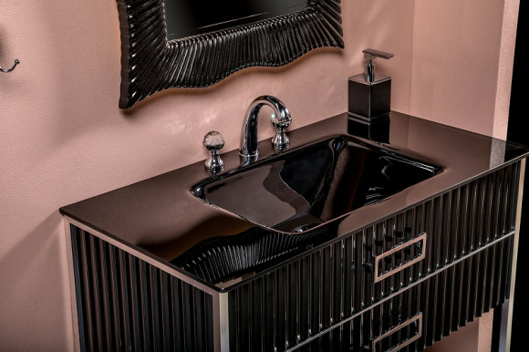 Тумба под раковину Boheme Armadi Art Monaco 80 866-080-BCR Черный глянец Хром