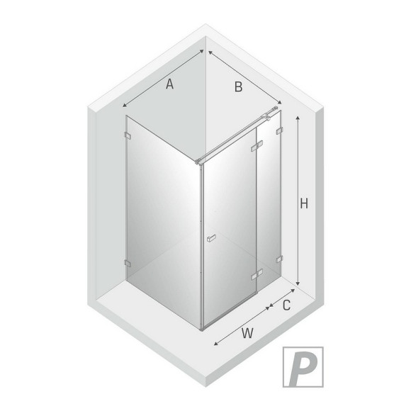 Душевой уголок New Trendy Avexa Chrome 90х80 R EXK-1470 профиль Хром стекло прозрачное