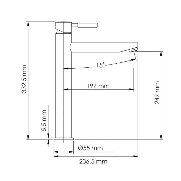 Смеситель для раковины WasserKRAFT Gollach 3303H Черный матовый