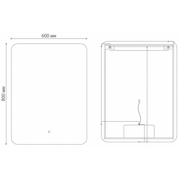Зеркало Grossman Elegans-норма Black 60 1760802 с подсветкой Черное с сенсорным выключателем и подогревом