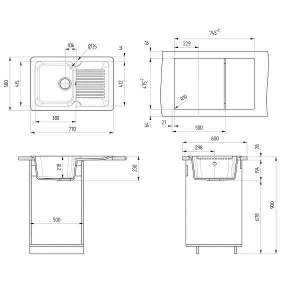 Кухонная мойка Ulgran Classic U-506-328 Бежевая