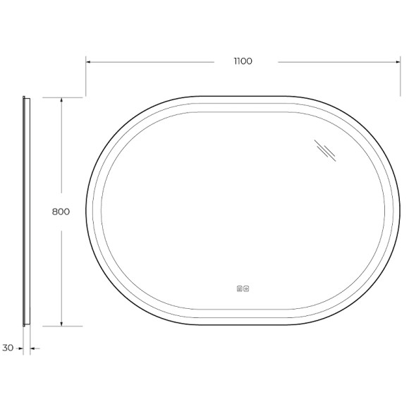 Зеркало Cezares Giubileo 110 CZR-SPC-GIUBILEO-1100-800-TCH-WARM с подсветкой с сенсорным выключателем и подогревом