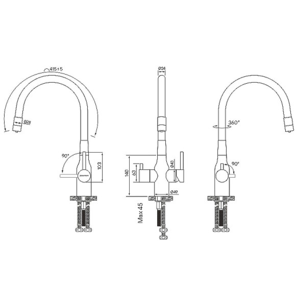 Смеситель для кухни Paulmark Salix Sa213419-BRw Бронза Белый