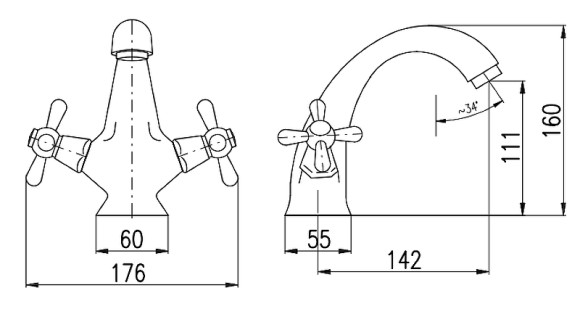 Смеситель для раковины Rav Slezak Morava retro MK129.5SM Бронза