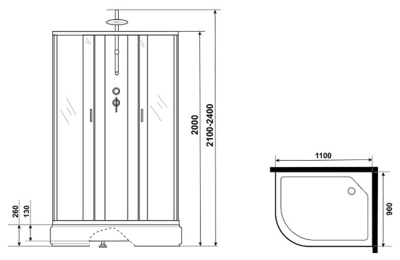 Душевая кабина Niagara Classic 110х90 R NG-33194-14RBKTG с гидромассажем