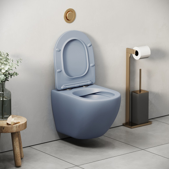 Унитаз Grossman Color GR-4455BSMS-21 подвесной Голубой матовый с сиденьем Микролифт Унитаз Grossman Color GR-4455BSMS-21 подвесной Голубой матовый с сиденьем Микролифт