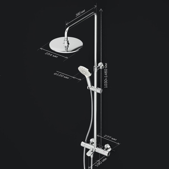 Душевая система AM.PM Like F0780564 с термостатом Хром