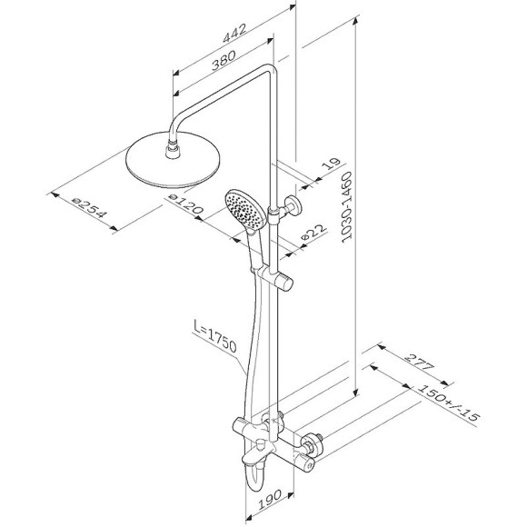 Душевая система AM.PM Like F0780564 с термостатом Хром
