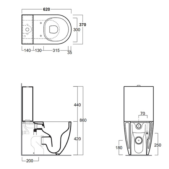 Унитаз компакт Simas Vignoni VI07bi без бачка и сиденья