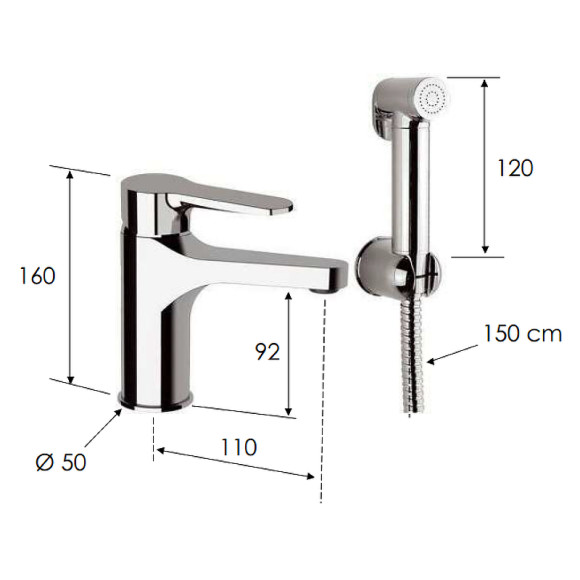 Смеситель для раковины Remer Winner W10SHW с гигиеническим душем Хром Смеситель для раковины Remer Winner W10SHW с гигиеническим душем Хром