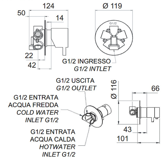 Смеситель для душа Remer Minimal Thermo NT94C с термостатом Хром Смеситель для душа Remer Minimal Thermo NT94C с термостатом Хром
