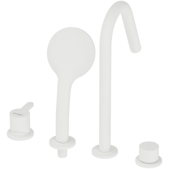 Смеситель на борт ванны Cezares Leaf LEAF-BVDM4-BIO Белый матовый