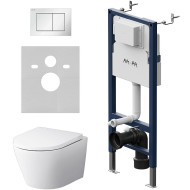 Комплект унитаза с инсталляцией AM.PM Sense FlashClean IS90201.741701 с сиденьем Микролифт и Белой глянцевой клавишей смыва