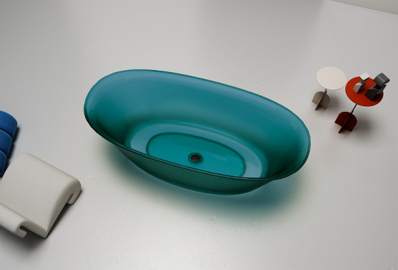 Ванна из полиэфирной смолы Abber Kristall 170х75 AT9707Aquamarin Бирюзовая без гидромассажа