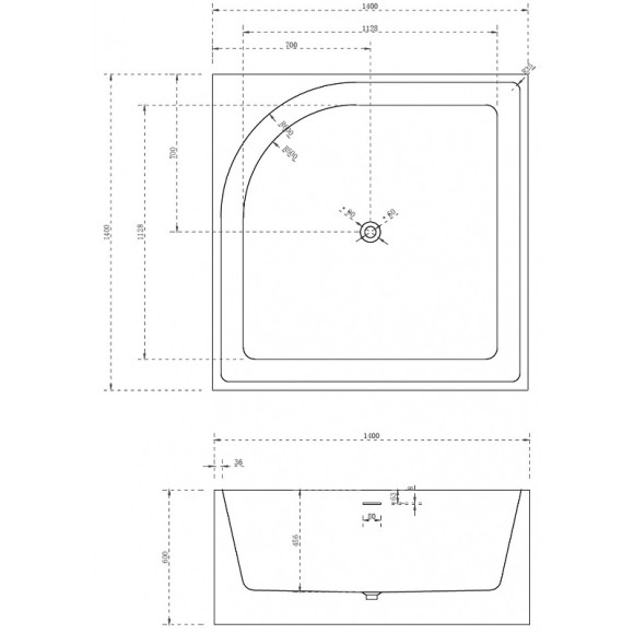 Акриловая ванна Abber 140х140 AB9337 без гидромассажа Акриловая ванна Abber 140х140 AB9337 без гидромассажа