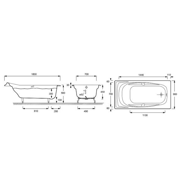Чугунная ванна Jacob Delafon Super Repos 180x90 E2902-00 с антискользящим покрытием Чугунная ванна Jacob Delafon Super Repos 180x90 E2902-00 с антискользящим покрытием