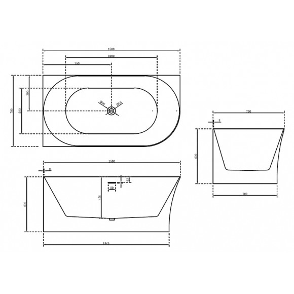 Акриловая ванна Abber AB9258-1.5 L 150х78 без гидромассажа Акриловая ванна Abber AB9258-1.5 L 150х78 без гидромассажа
